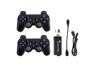 Телевизионная игровая приставка Gen Game Mini Stick 4k HDMI с двумя беспроводными геймпадами 2.4G с встроенными играми D