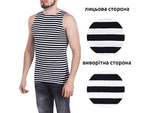 Тельняшка-майка трикотажна літня 100% бавовна в'язана (чорна смуга, морська пихота) 4XL