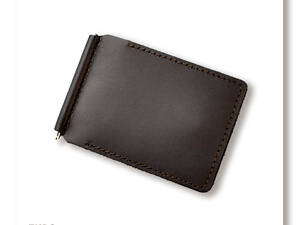 Темно-коричневий базовий шкіряний затиск для купюр та карток