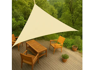 Тент навіс затінюючий Tentorium трикутний 4х7х8м Сітка (Бежевий)