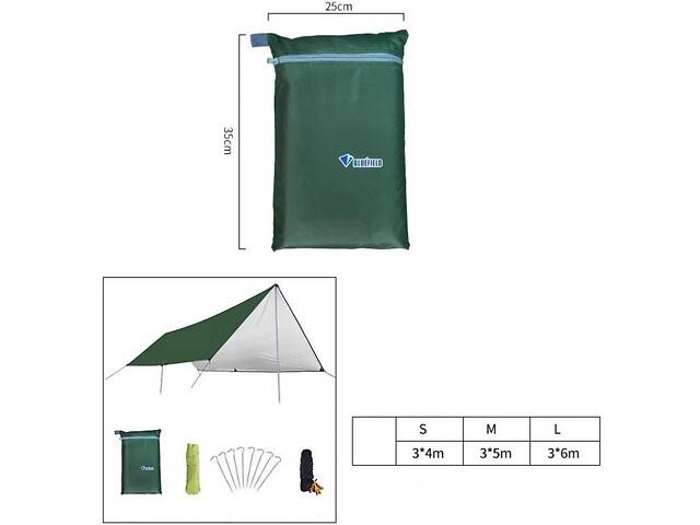 Намет туристичний Bluefield водонепроникний S 3x4 м Темно-зелений (050461) - Фото 3
