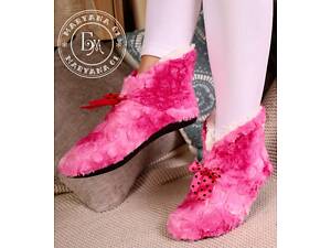 Теплі домашні тапочки-чобітки / рожеві