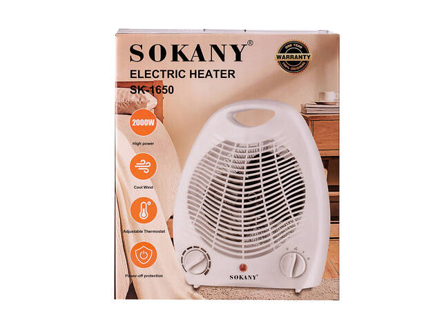 Тепловентилятор Sokany Electric Heater 30m2 2000W дуйка електричний обігрівач - Фото 4