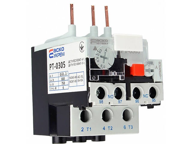 Тепловое реле для ПМ-0 0.63-1А [A0040060052] PT-0305 (JR28-25K 0305) АСКО - Фото 3