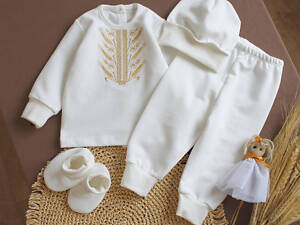 Теплый набор для крещения мальчика Колоски-Волошки 62