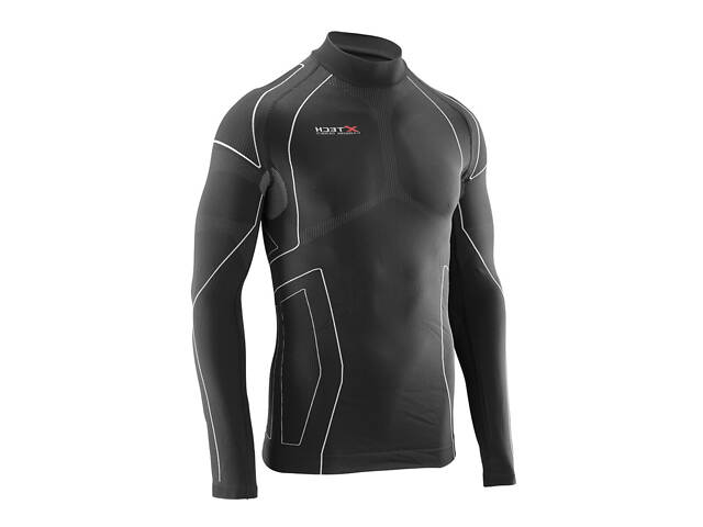 Термокофта с воротничком (лонгслив) X TECH Maglia Race 3 Munica Lunga lupetto Nero L/XL черная - Фото 3