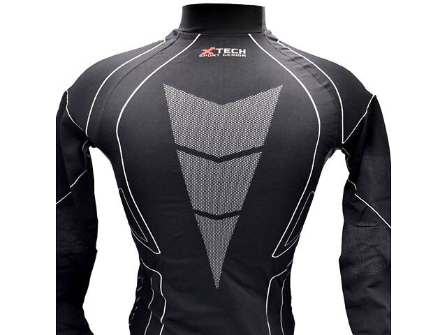 Термокофта с воротничком (лонгслив) X TECH Maglia Race 3 Munica Lunga lupetto Nero L/XL черная - Фото 6