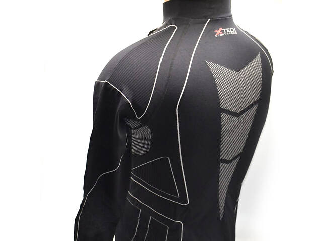 Термокофта с воротничком (лонгслив) X TECH Maglia Race 3 Munica Lunga lupetto Nero L/XL черная - Фото 5