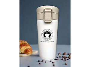 Термокружка вакуумная 480 мл металлическая с фильтром 'Cafestyle' для кофе и чая белый термос