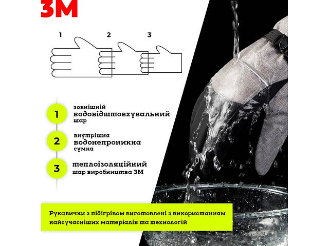 Термоперчатки с подогревом на аккумуляторах Baesan, 3 режима, 5000мА/ч, до 50°С, водонепроницаемые - Фото 7