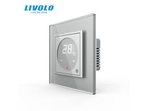 Терморегулятор сенсорный с датчиком температуры воздуха Livolo серый стекло (VL-C7FCQ1-2IP)