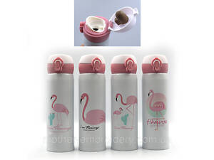 Термос-бутылка 500 мл металлический 'Фламинго' вакуумная термокружка для кофе и чая термос