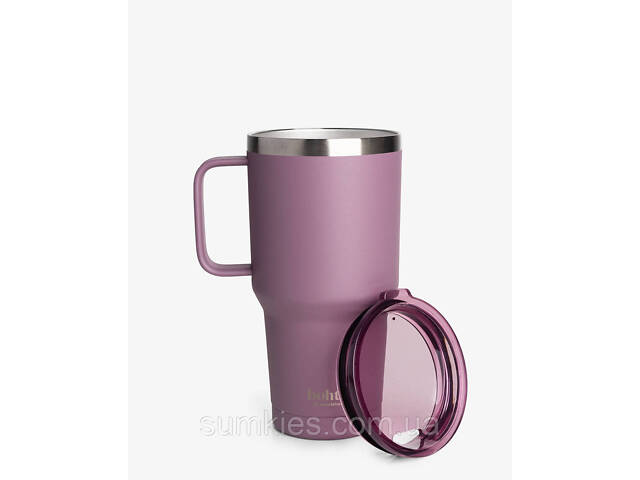 Термостакан (ізольована чашка) Bohtal з ручкою з нержавіючої сталі Tumbler Plum 900 ml - Фото 1