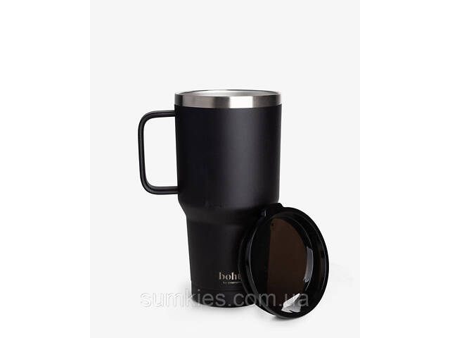 Термостакан (ізольована чашка) Bohtal з ручкою з нержавіючої сталі Tumbler Black 900 ml - Фото 1