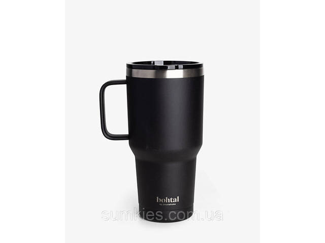 Термостакан (ізольована чашка) Bohtal з ручкою з нержавіючої сталі Tumbler Black 900 ml - Фото 2