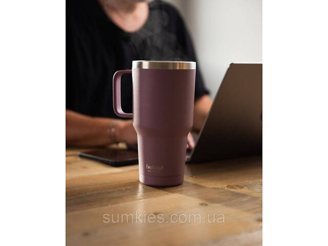 Термостакан (ізольована чашка) Bohtal з ручкою з нержавіючої сталі Tumbler Plum 900 ml - Фото 4
