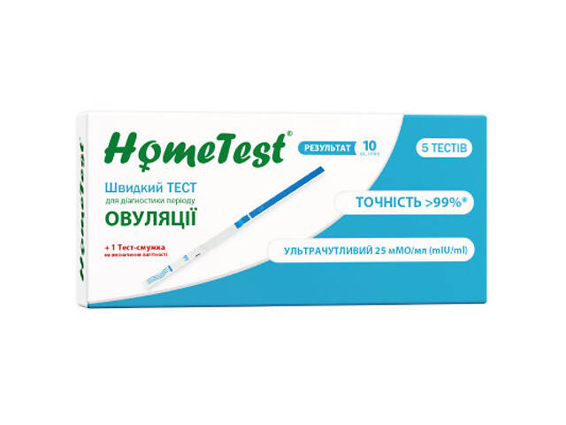 Тест на овуляцію HomeTest 5 шт. + для визначення вагітності 1 шт. (7640162329682/6941298300028) - Фото 2