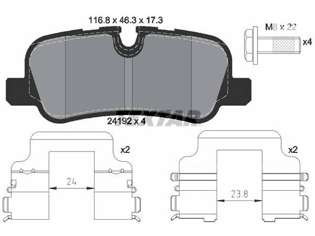 TEXTAR 2419204 Тормозные колодки (задние) Land Rover Discovery IV 09-18/Range Rover 05-13 (Lucas) Q+