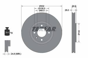 TEXTAR 92133203 Диск тормозной (передний) Citroen C4/ Peugeot 207/307 1.6-2.0i 04- (302x26)