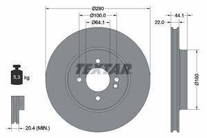 TEXTAR 92157905 Диск тормозной (передний) MINI Cooper 2 06- (280x22) PRO+