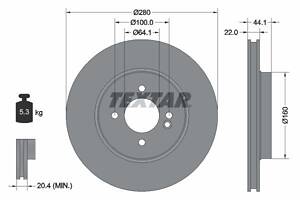 TEXTAR 92157905 Диск гальмівний (передній) MINI Cooper 2 06- (280x22) PRO+