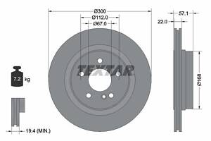TEXTAR 92163605 Диск тормозной (задний) MB C-class (W204/S204/C204) 07- (300x22) PRO+