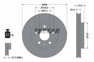 TEXTAR 92186905 Диск тормозной (передний) Opel Insignia A 08- (296x30) PRO+