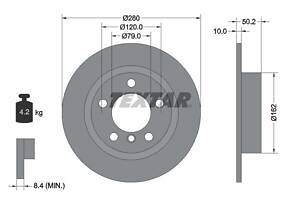 TEXTAR 92238703 Диск тормозной (задний) Mini Countryman (R60)/Paceman (R61) 10-16 (280x10) PRO