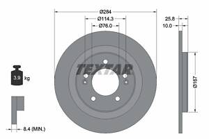 TEXTAR 92252703 Диск гальмівний (задній) Hyundai i30/Kia Ceed 11- (284x10) PRO