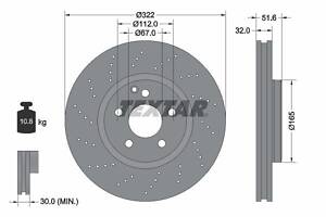 TEXTAR 92277705 Диск тормозной (передний) MB CLS (C218) 11- (322x32) PRO+