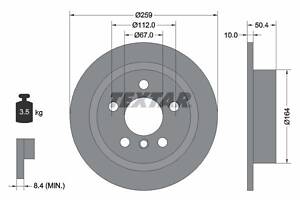 TEXTAR 92279303 Диск гальмівний (задній) Mini (F55/F56/F57) 13- (259x10) B36/B37/B38/B46/B47/B48