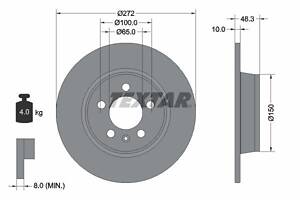 TEXTAR 92292003 Диск тормозной (задний) Audi A1 1.0-1.8 14-18 (272x10)