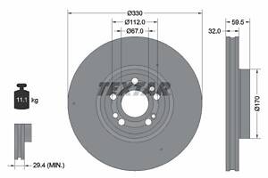 TEXTAR 92307105 Диск тормозной (передний) MB GLE (V167) 18- (330x32) PRO+