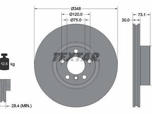 TEXTAR 92320505 Диск гальмівний (передній) BMW X4 (F26) 3.0 15-18 (348x30) (R) N55 B30 PRO+