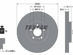 TEXTAR 92323305 Диск тормозной (передний) MB A-class (W177)/B-class (W245) 18- (330x30) PRO+