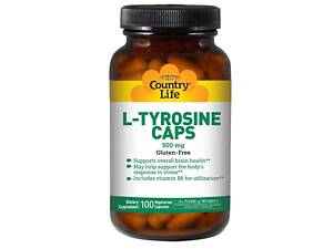 Тирозин, L-Tyrosine, Country Life, 500 мг, 100 капсул
