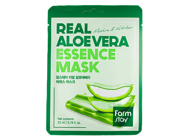 Тканевая маска для лица увлажняющая с экстрактом алоэ вера FarmStay Real Aloe Vera Essence Mask