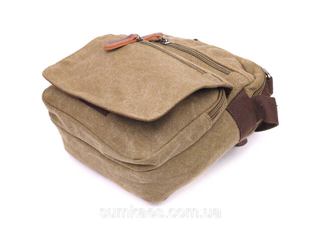 Тканинна чоловіча сумка із щільного текстилю 21227 Vintage Оливкова - Фото 3