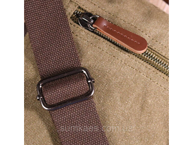 Тканинна чоловіча сумка із щільного текстилю 21227 Vintage Оливкова - Фото 9