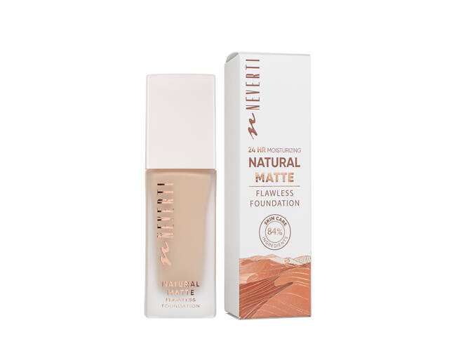 Тональная основа матирующая увлажняющая Neverti Natural Matte (NP302), 002 Warm Ivory Светло-бежевая