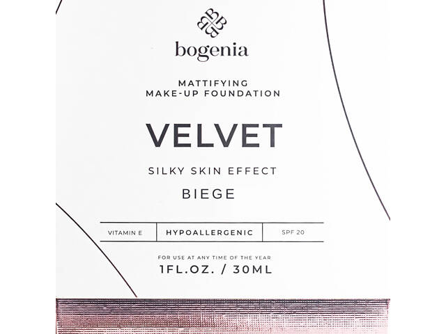 Тональна основа з матуючим ефектом Bogenia Velvet 30 мл BG602 № 003 Biege - Фото 5