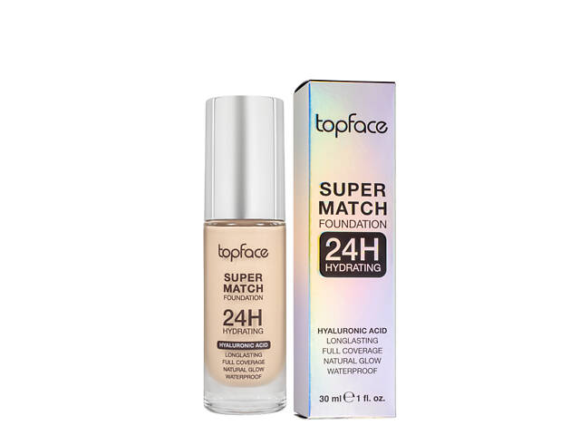 Тональный крем topface Super Match 24H Foundation водостойкий PT475 , 001 Ivory Nude/Слоновая кость