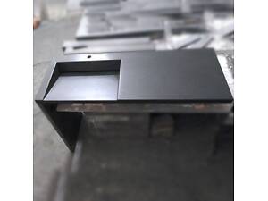 Тонкий бетонний умивальник графіт з опорою - лофт у ванну на замовлення