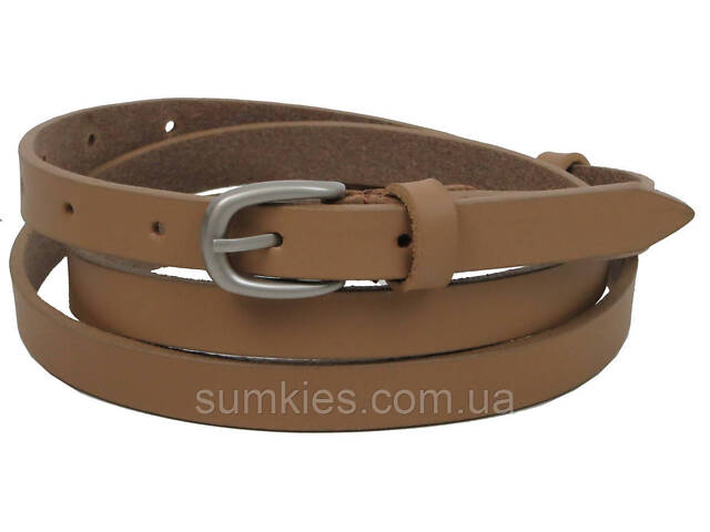 Тонкий жіночий шкіряний поясок, ремінь Skipper бежевий 1,5 см - Фото 1