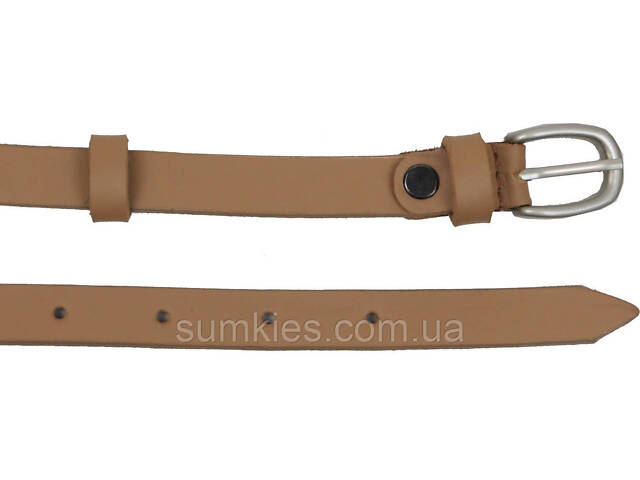 Тонкий жіночий шкіряний поясок, ремінь Skipper бежевий 1,5 см - Фото 5