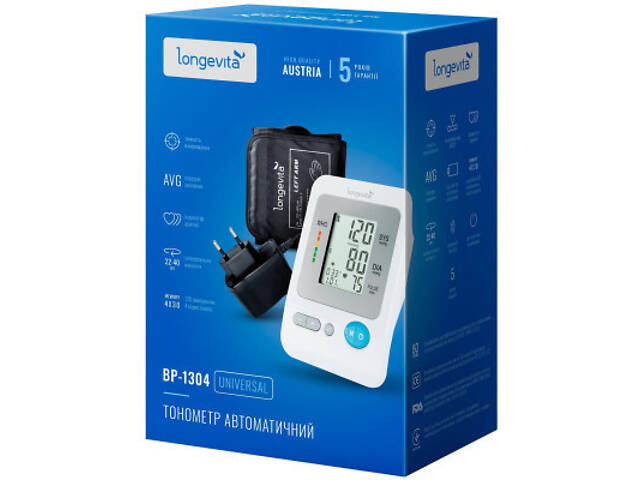 Тонометр Longevita Авт.вимір.артер.тиску LONGEVITA BP-1304 Авт.вимір.артер.тиску (BP-1304) - Фото 9