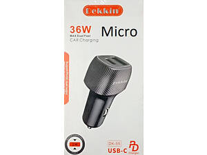 ТОП! Автомобильное зарядное устройство USB+PD Dekkin DK-55 / +кабель MicroUSB