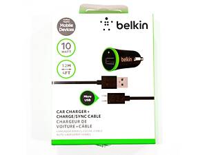 ТОП! Автомобильное зарядное устройство USB x 1 belkin 10 WATT 1.2м кабель MicroUSB