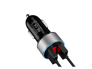 ТОП! Автомобильное зарядное устройство USB x 2 + вольтметр HZ HC6