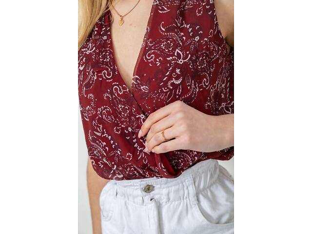 ТОП! Боді з квітковим принтом, колір бордовий, 244R080 AGER XS - Фото 5